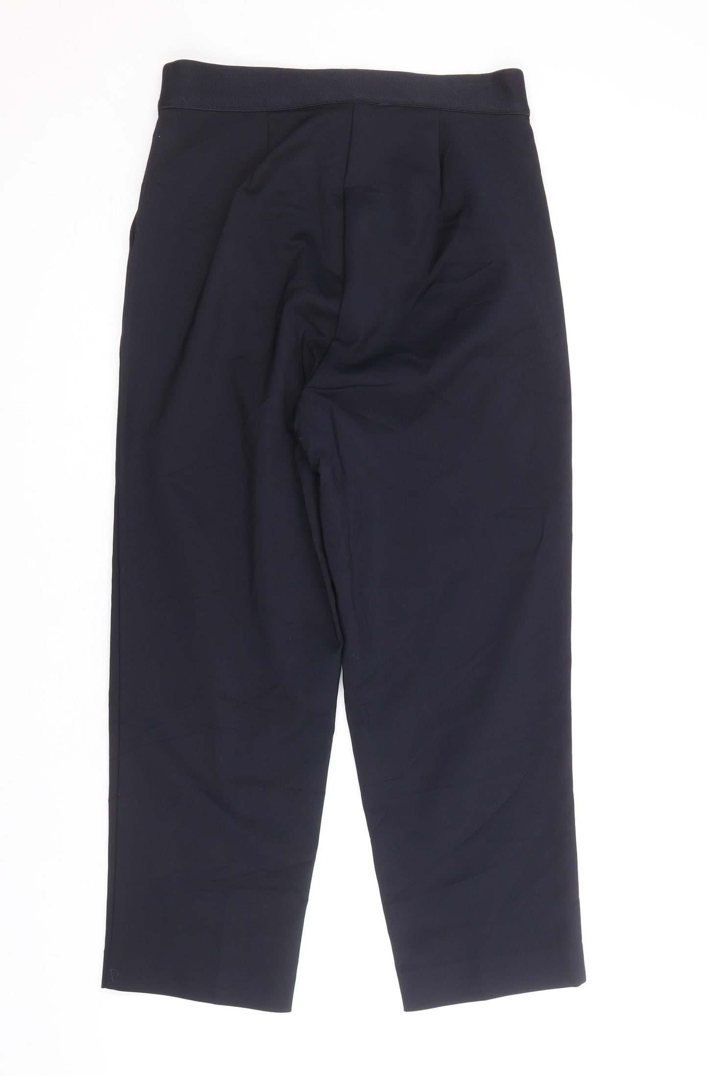 marks and Womens Blue Cotton Trousers Size 8 Regular Zip