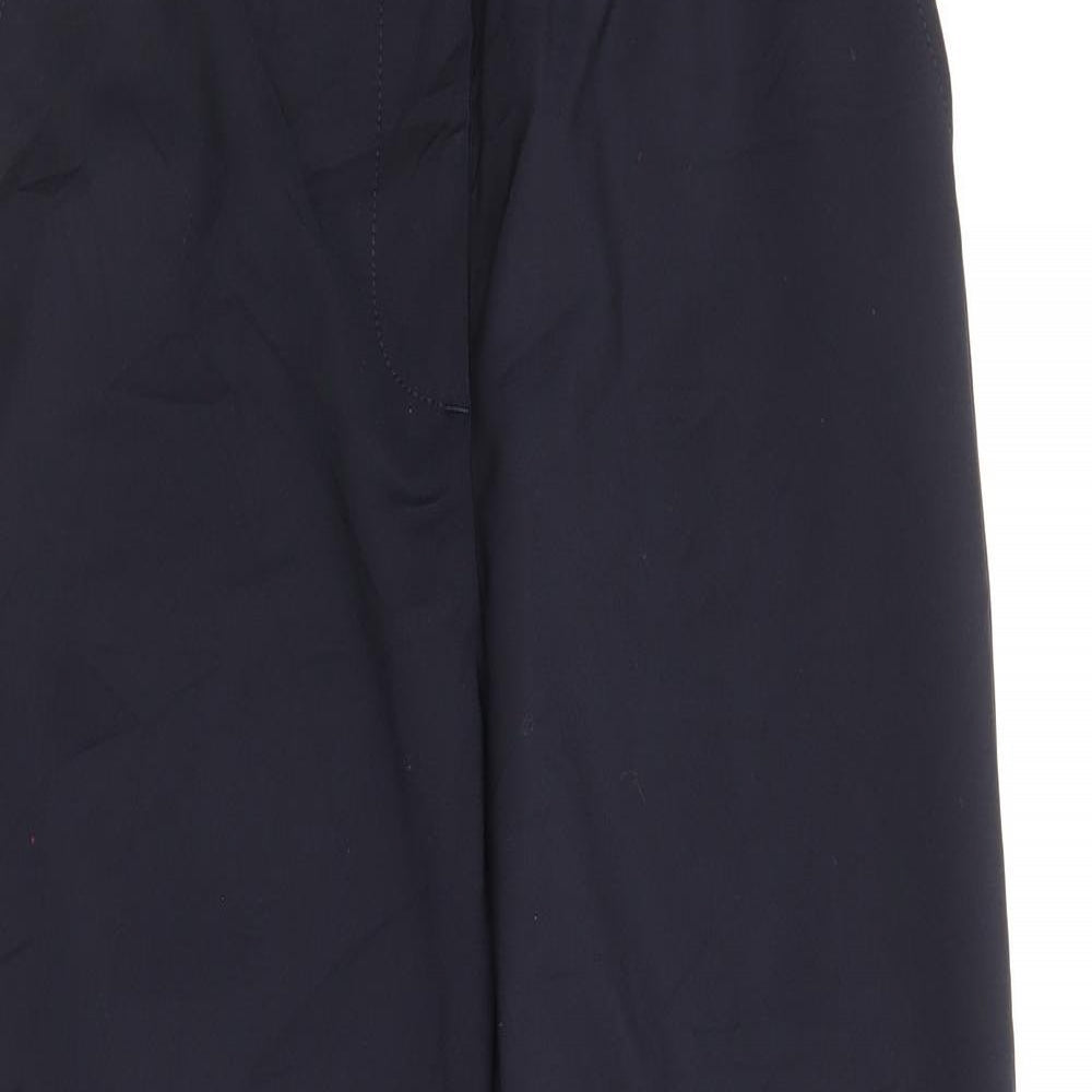 marks and Womens Blue Cotton Trousers Size 8 Regular Zip