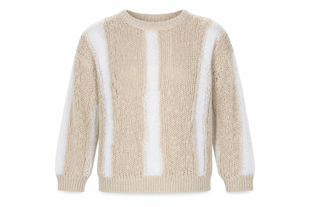 Zara Womens Beige Round Neck Striped Polyester Pullover Jumper Size S