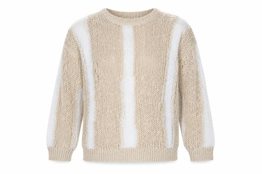 Zara Womens Beige Round Neck Striped Polyester Pullover Jumper Size S