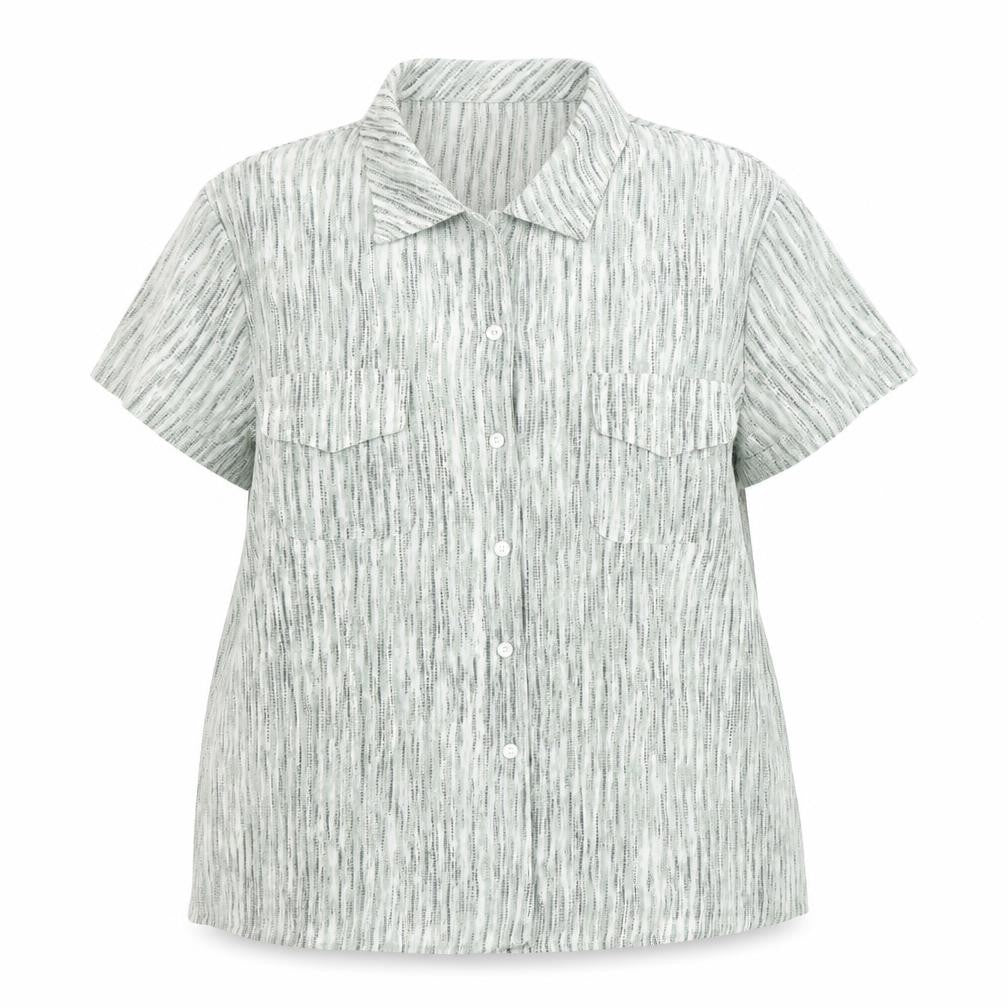 Bertex Womens Green Geometric Polyester Basic Button-Up Size 18 Collared