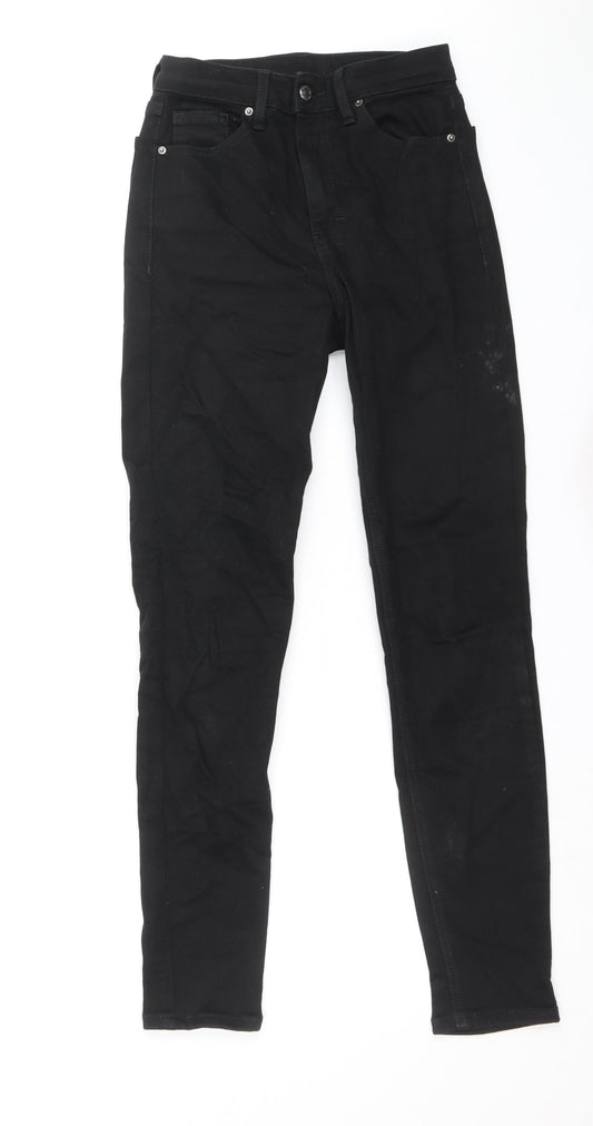 Topshop Womens Black Cotton Skinny Jeans Size 25 in Regular Zip
