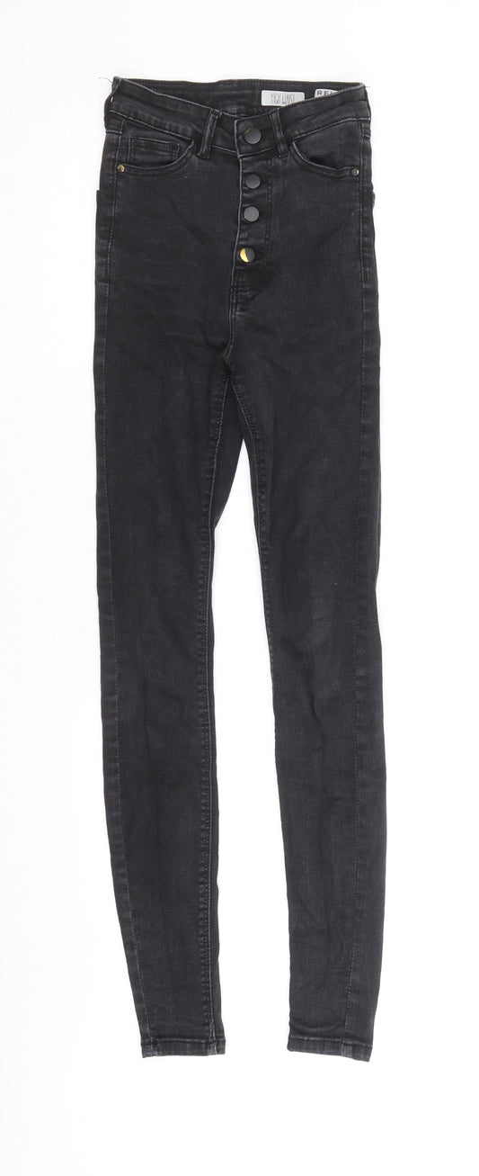 Review Womens Black Cotton Skinny Jeans Size 25 in Regular Button