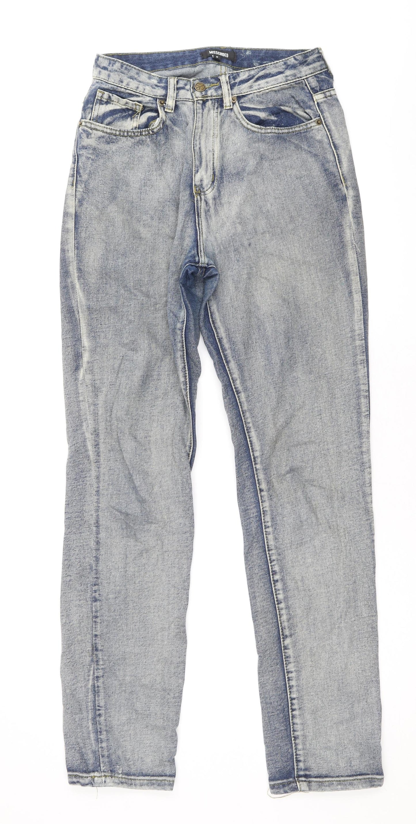 Missguided Womens Blue Cotton Skinny Jeans Size 8 Regular Zip - Vintage Wash