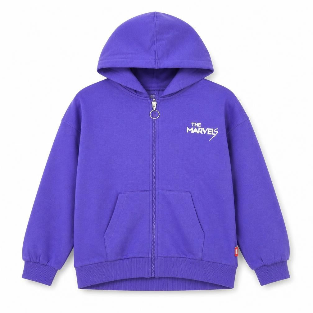 Marks & Spencer Boys Blue Cotton Full Zip Hoodie Size 10-11 Years Zip - The Marvels