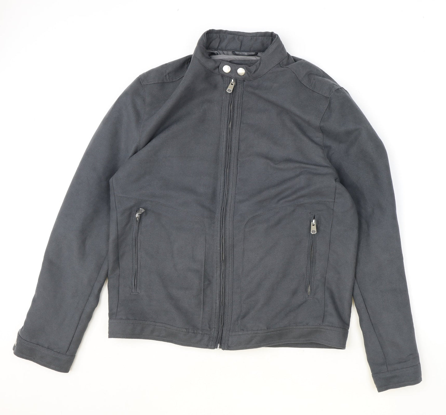 Marks and Spencer Womens Grey Biker Jacket Size M Zip