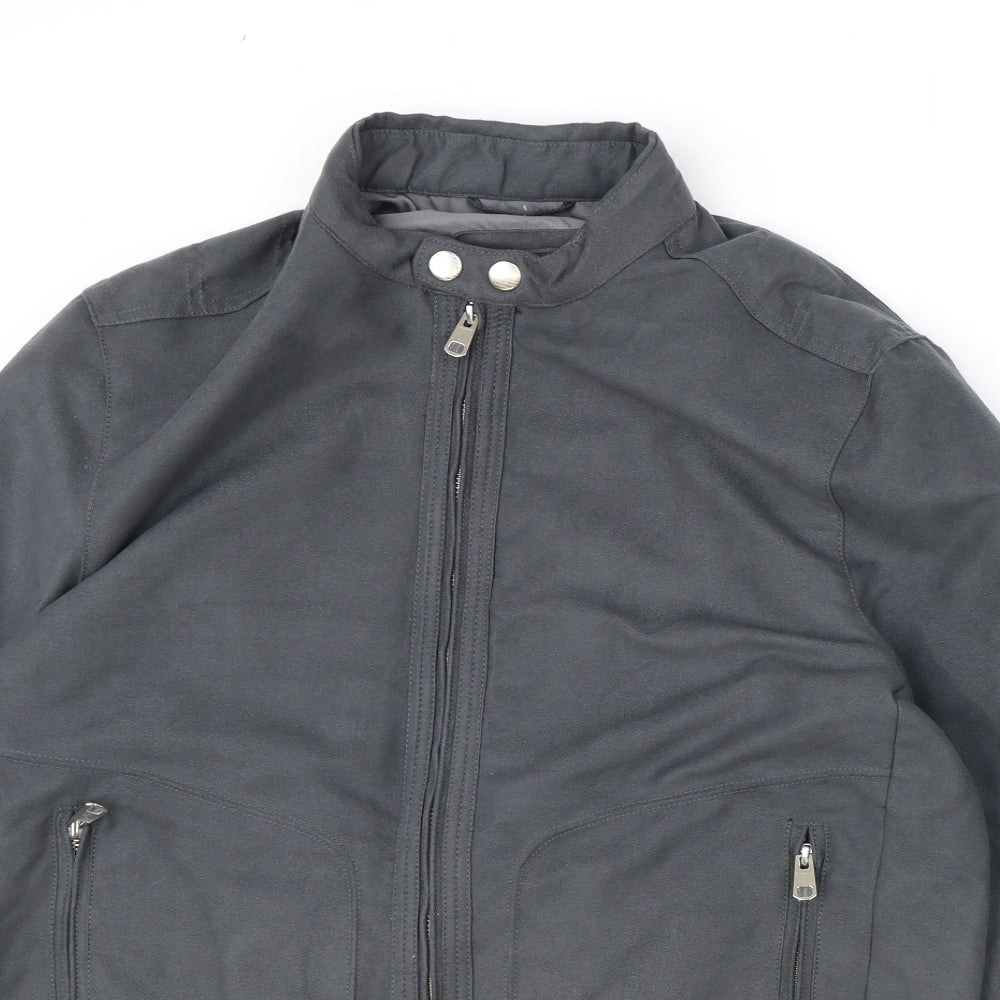 Marks and Spencer Womens Grey Biker Jacket Size M Zip