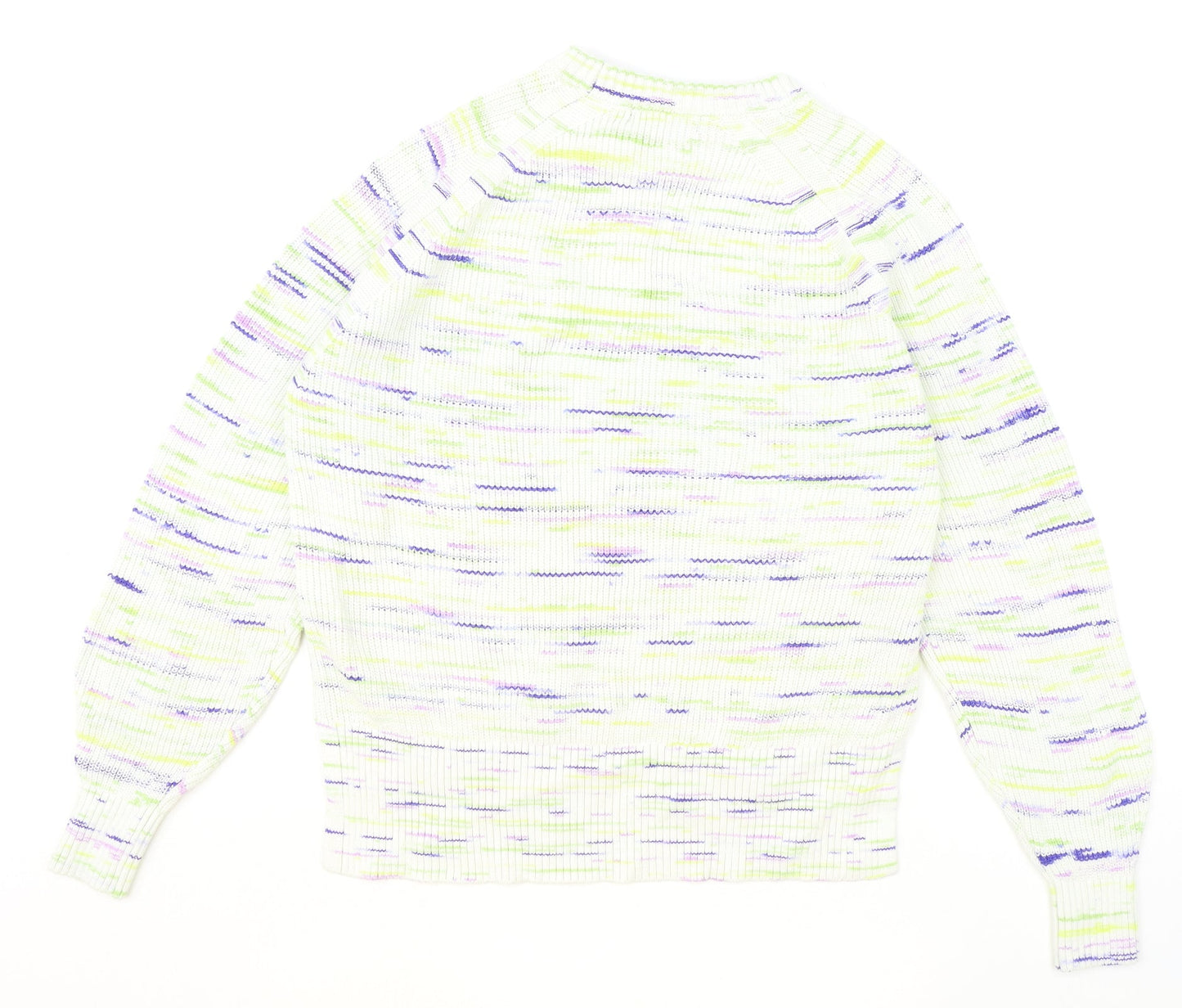 Marks and Spencer Womens Multicoloured Round Neck Striped Cotton Pullover Jumper Size L