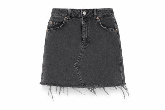Topshop Womens Grey Cotton Straight & Pencil Skirt Size 8 Button