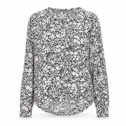 Marks & Spencer Womens Black Floral Viscose Basic Blouse Size 6 V-Neck