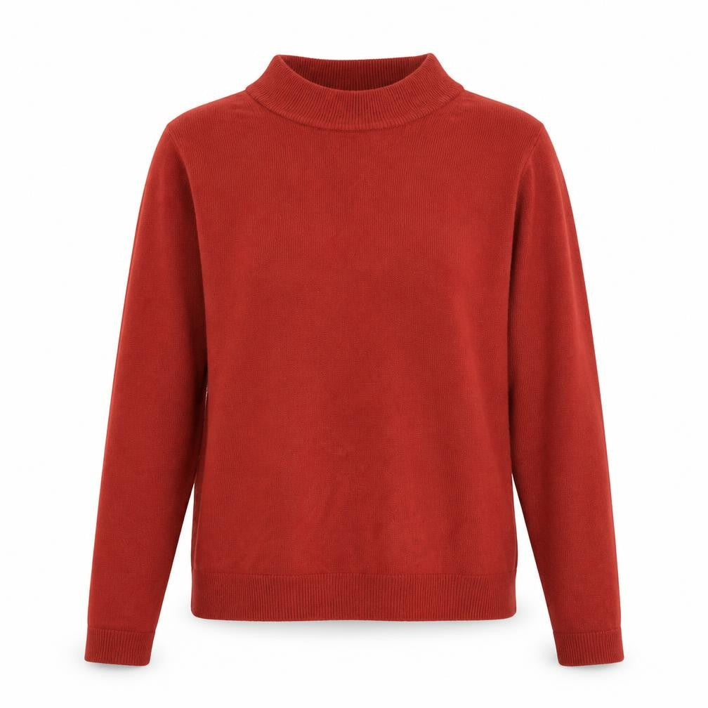 Essential Womens Red Mock Neck Acrylic Pullover Jumper Size 8