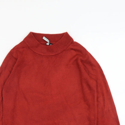 Essentials Womens Red Mock Neck Acrylic Pullover Jumper Size 8