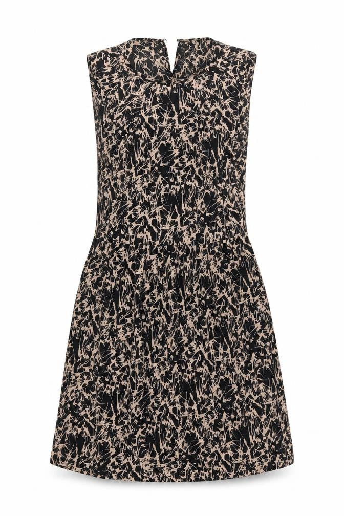 Vero Moda Womens Black Geometric Viscose A-Line Size S Round Neck Button