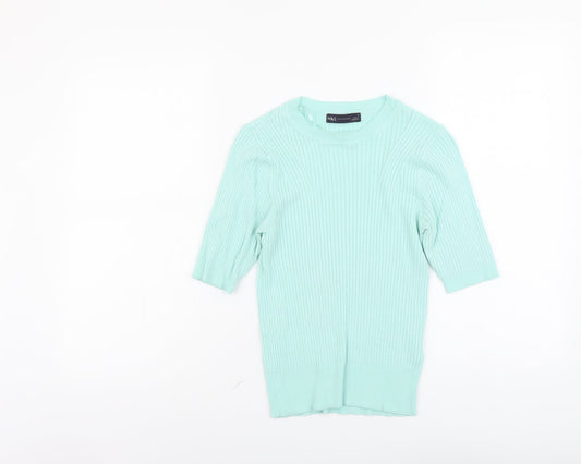 Marks and Spencer Womens Green Round Neck Acrylic Pullover Jumper Size 8