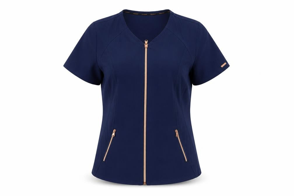 Cherokee Womens Blue Polyester Basic Blouse Size S Scoop Neck