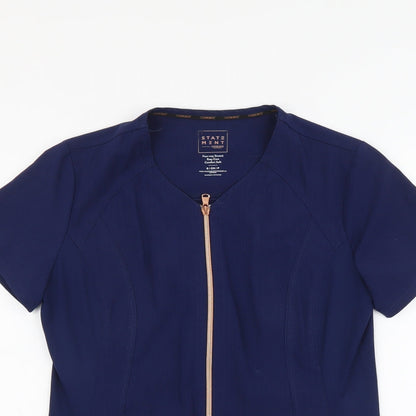 Cherokee Womens Blue Polyester Basic Blouse Size S Scoop Neck