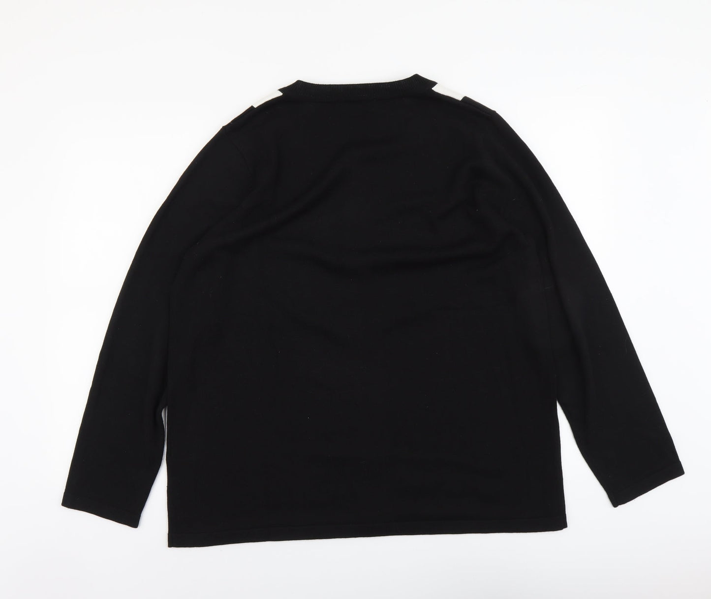 Signature Womens Black Round Neck Geometric Acrylic Cardigan Jumper Size 2XL