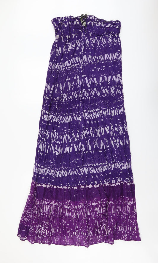 Ocean Club Womens Purple Geometric Cotton Maxi Size 10 Off the Shoulder Pullover