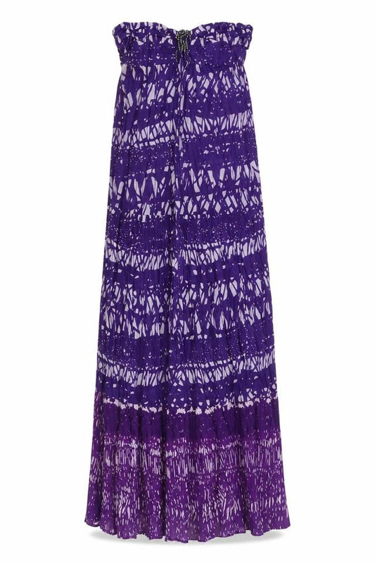 Ocean Club Womens Purple Geometric Cotton Maxi Size 10 Off the Shoulder Pullover