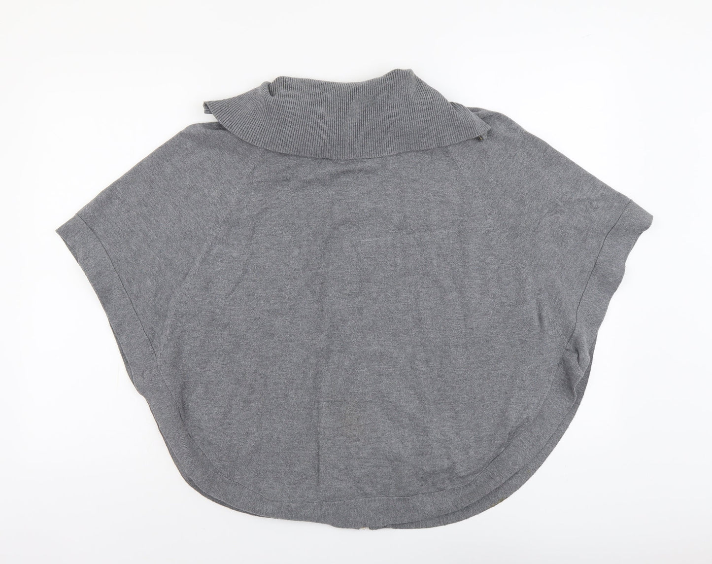 M&V Womens Grey Round Neck Acrylic Full Zip Jumper Size S - Batwing