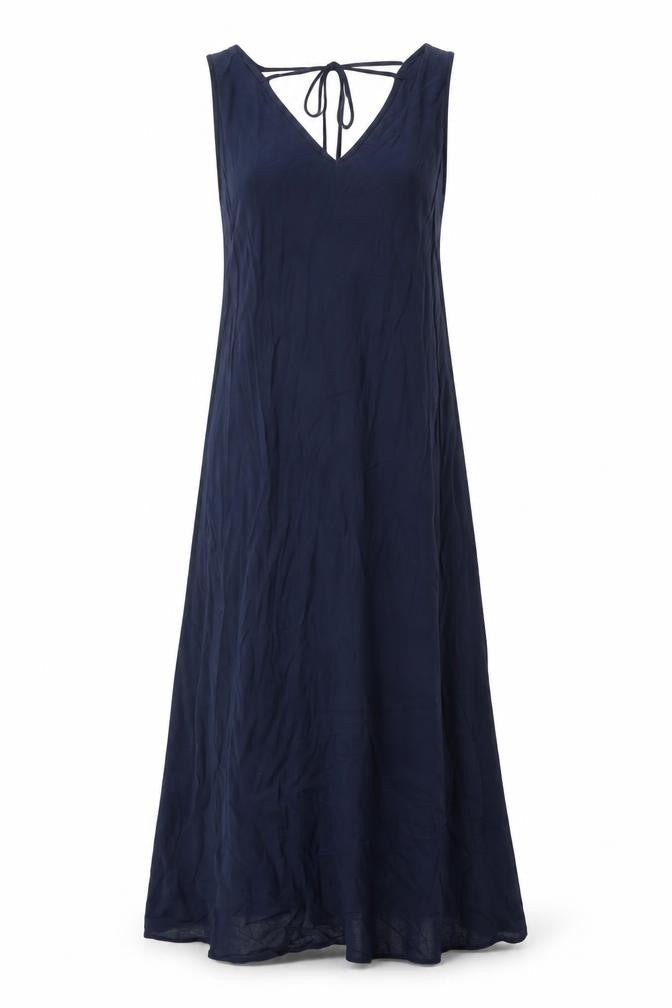 Marks & Spencer Womens Blue Viscose A-Line Size 10 V-Neck Tie