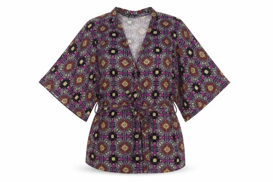 Atmosphere Womens Multicoloured Geometric Viscose Basic Blouse Size M V-Neck