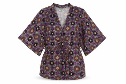 Atmosphere Womens Multicoloured Geometric Viscose Basic Blouse Size M V-Neck