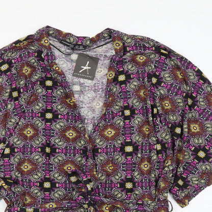 Atmosphere Womens Multicoloured Geometric Viscose Basic Blouse Size M V-Neck
