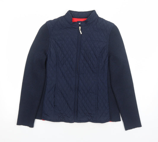 DASH Womens Blue Quilted Jacket Size 12 Zip