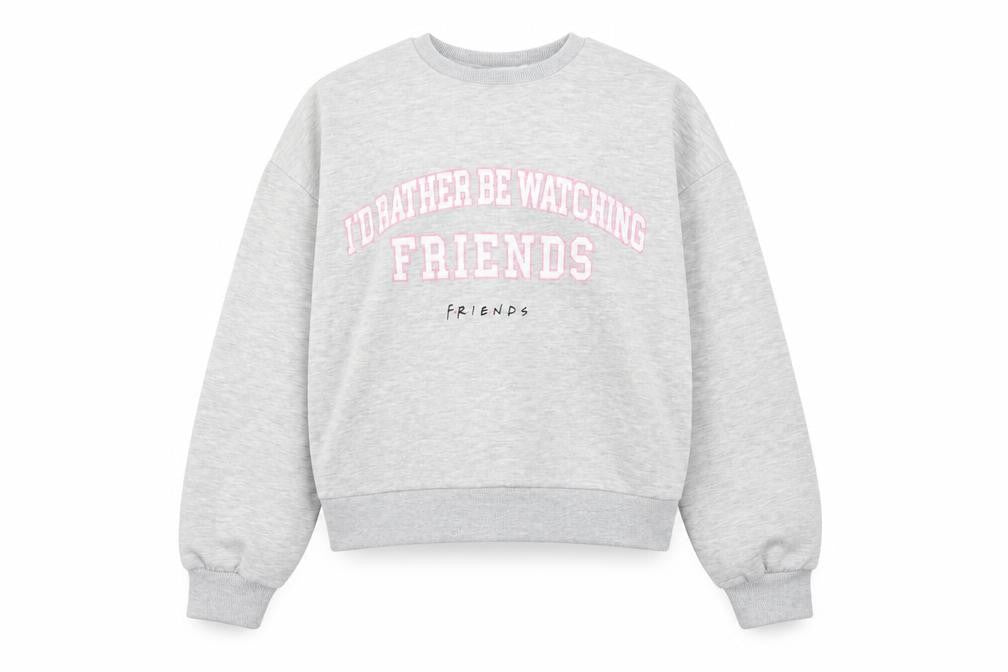 Primark Girls Grey Cotton Pullover Sweatshirt Size 12-13 Years Pullover - I'd Rather Be Watching Friends