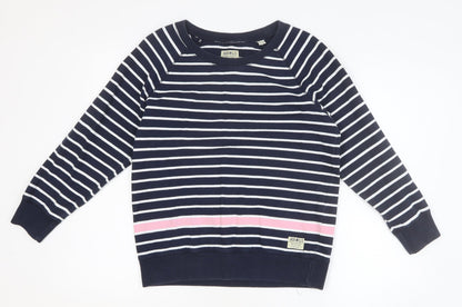 Preloved Jack Wills Womens Blue Striped 100% Cotton Pullover Sweatshirt Size 12 Pullover - Front