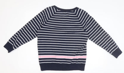 Preloved Jack Wills Womens Blue Striped 100% Cotton Pullover Sweatshirt Size 12 Pullover - Back