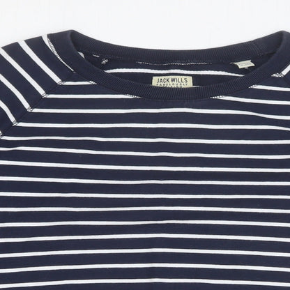 Preloved Jack Wills Womens Blue Striped 100% Cotton Pullover Sweatshirt Size 12 Pullover - Detail