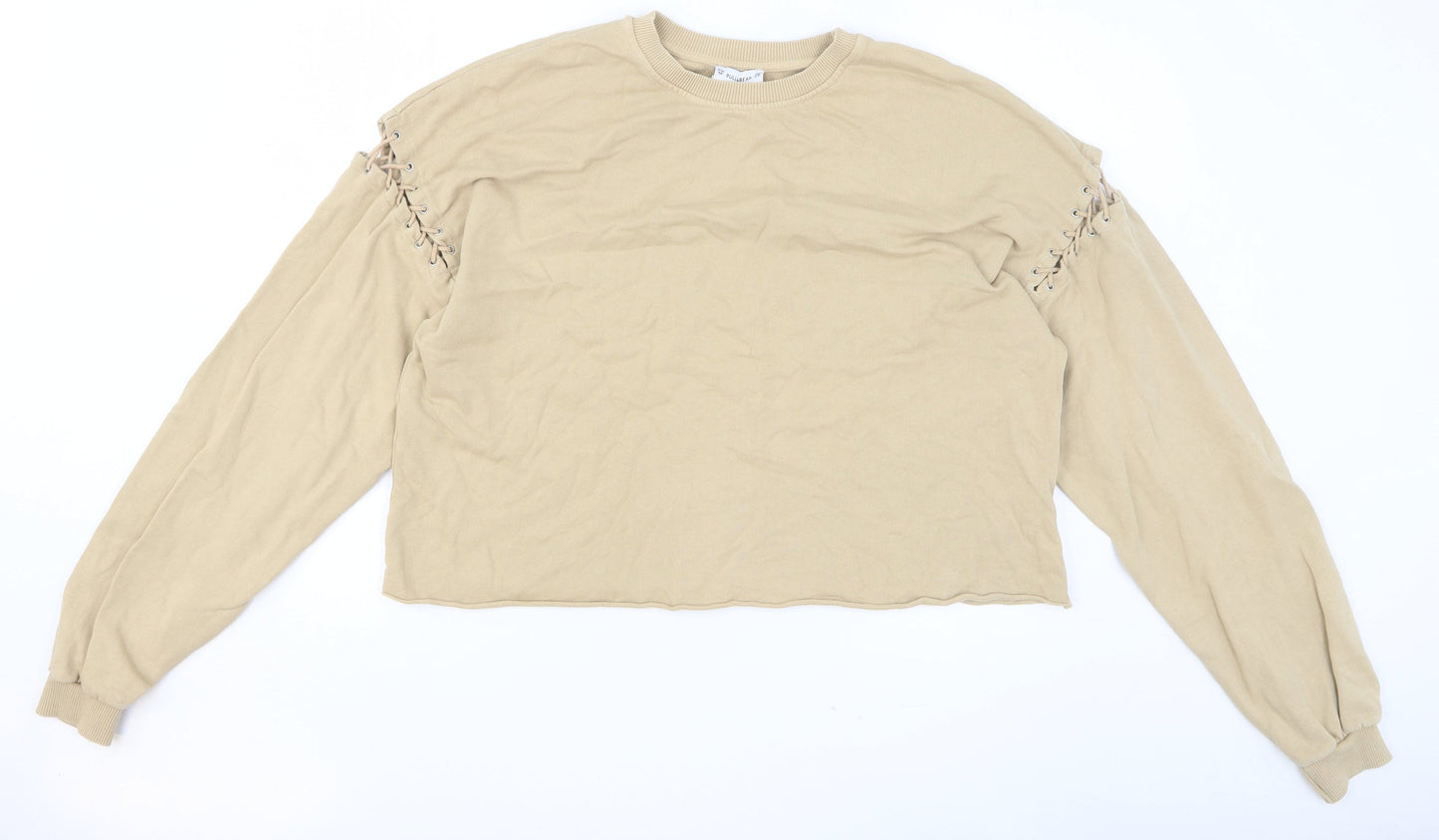 Pull&Bear Womens Beige Cotton Pullover Sweatshirt Size M Pullover
