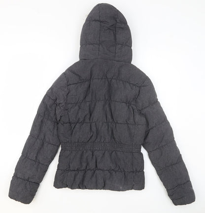H&M Womens Grey Puffer Jacket Jacket Size 8 Zip