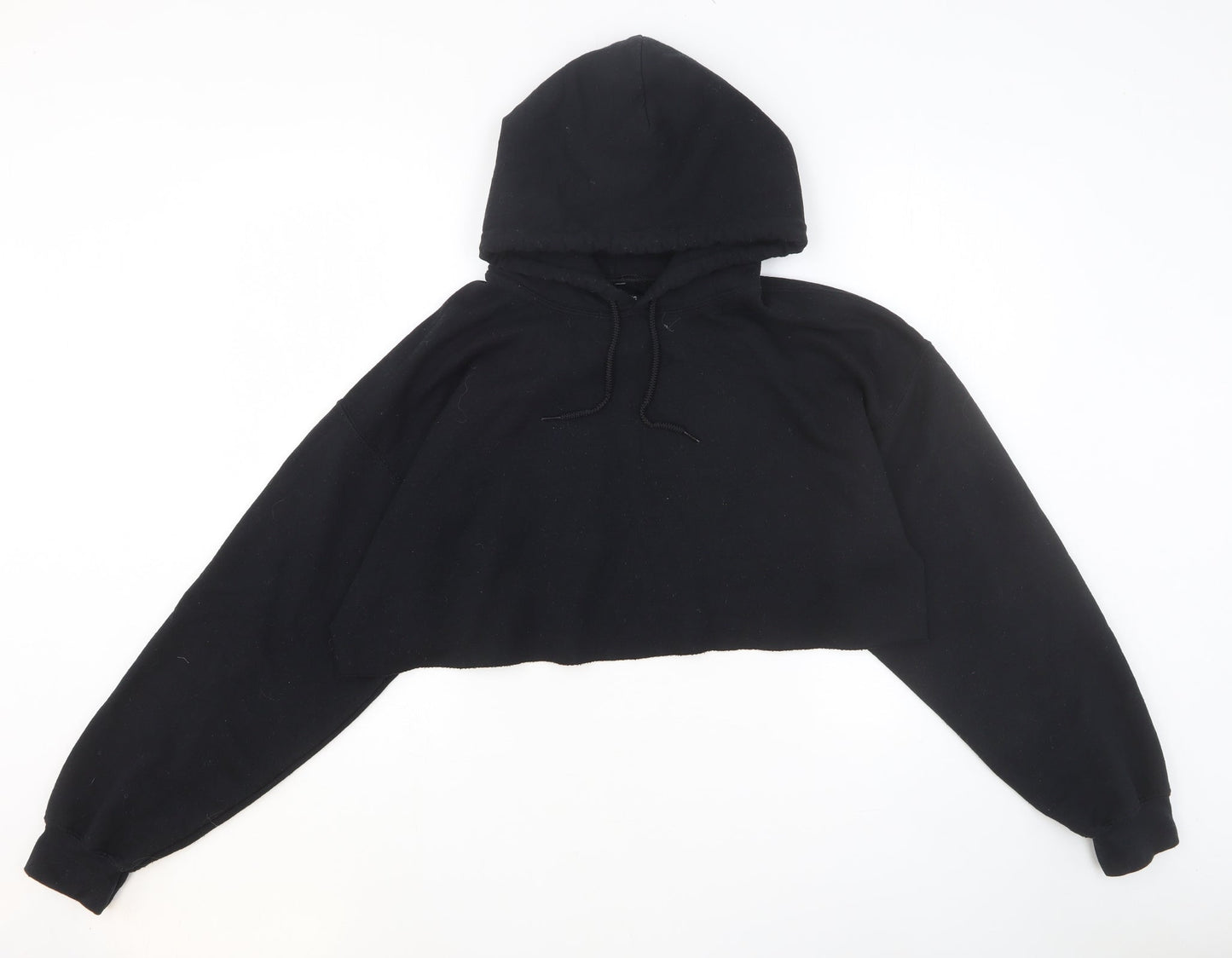 PRETTYLITTLETHING Womens Black Cotton Pullover Hoodie Size M Pullover