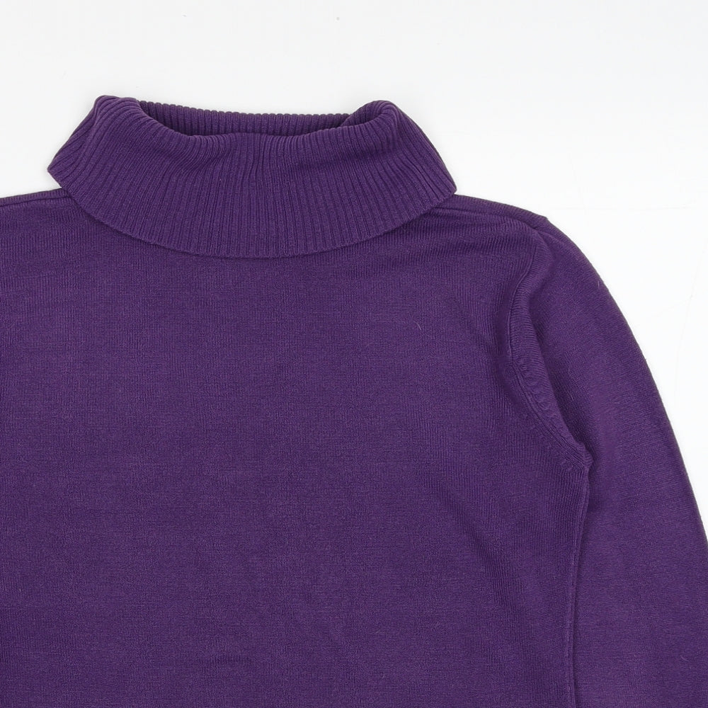Nutshell Womens Purple Roll Neck Acrylic Pullover Jumper Size S