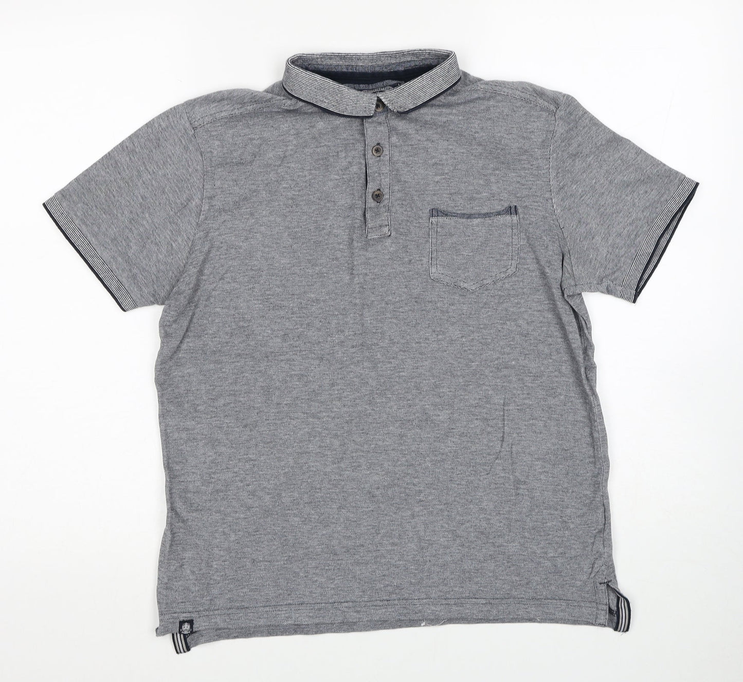 Kensington Boys Grey Cotton Basic Polo Size M Collared Pullover