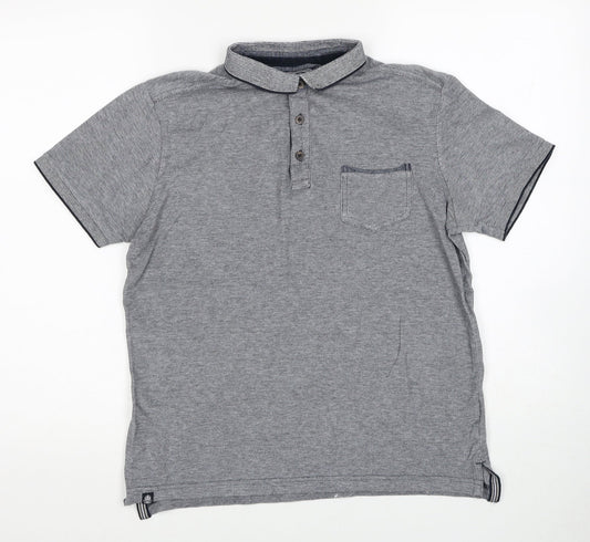 Kensington Boys Grey Cotton Basic Polo Size M Collared Pullover