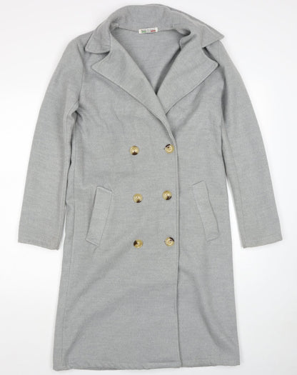 Made in Italy Womens Grey Overcoat Coat Size XS Button