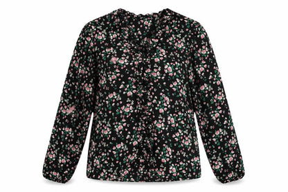 Marks & Spencer Womens Black Geometric Polyester Basic Blouse Size 8 V-Neck