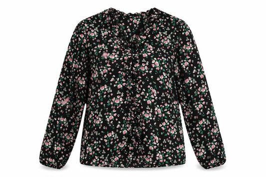 Marks and Spencer Womens Black Geometric Polyester Basic Blouse Size 8 V-Neck