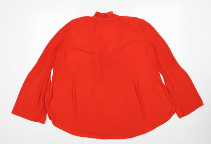 River Island Womens Red Polyester Basic Blouse Size 8 Round Neck