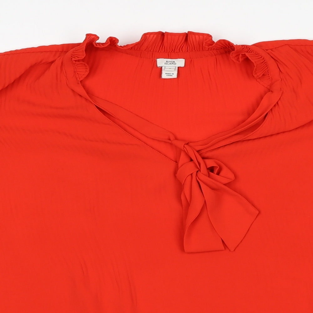 River Island Womens Red Polyester Basic Blouse Size 8 Round Neck