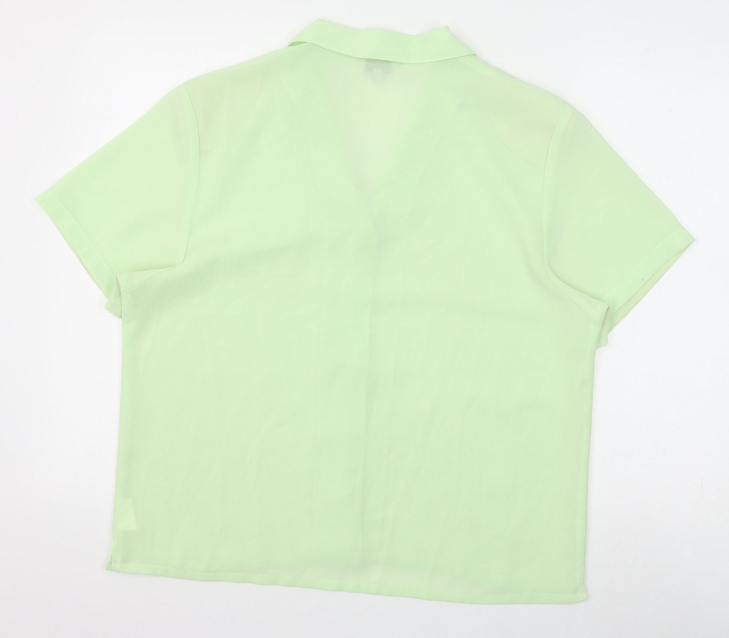 Elegant Classics Womens Green Floral Polyester Basic Button-Up Size 14 Collared