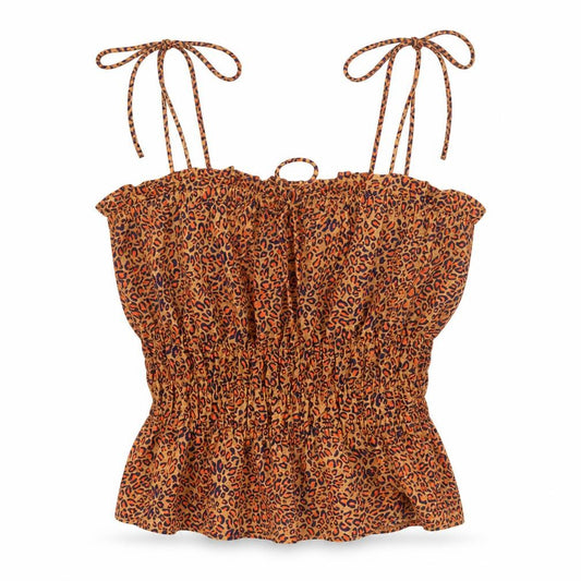 Topshop Womens Brown Animal Print Polyester Camisole Tank Size 6 Square Neck - Leopard Print Peplum