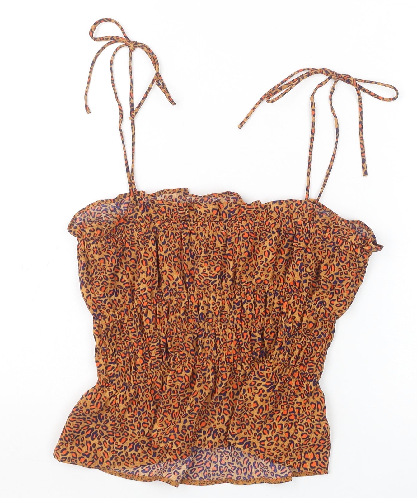 Topshop Womens Brown Animal Print Polyester Camisole Tank Size 6 Square Neck - Leopard Print Peplum
