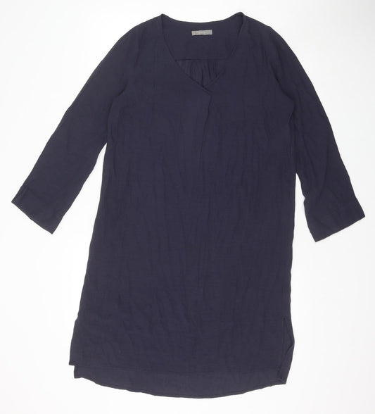 eseOese Womens Blue Viscose Shirt Dress Size S V-Neck Pullover