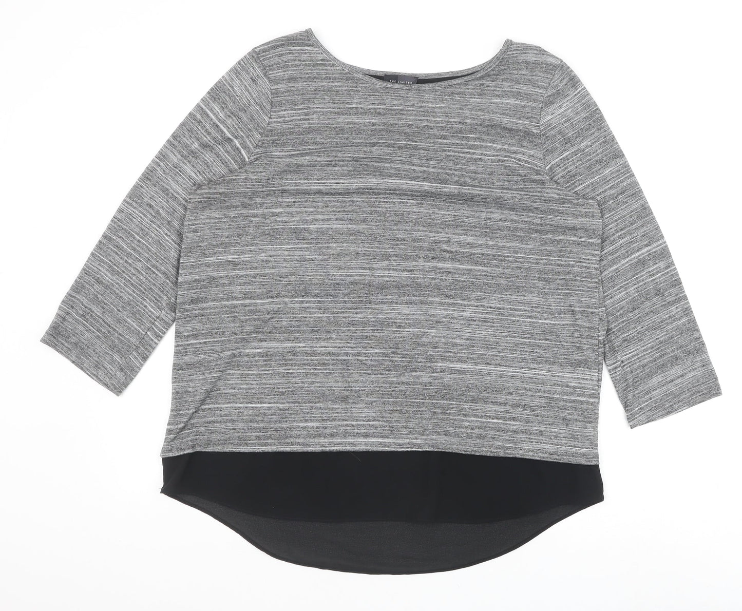The Limited Womens Grey Polyester Basic Blouse Size L Boat Neck