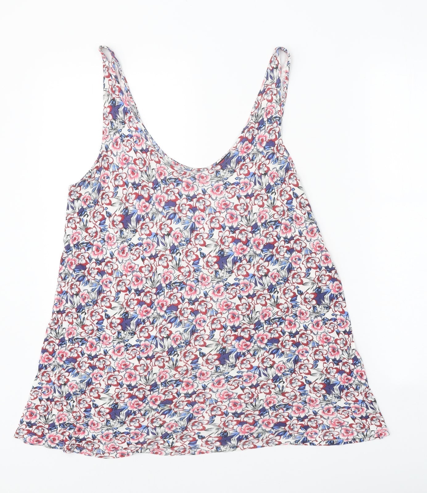 Warehouse Womens Multicoloured Geometric Viscose Basic Tank Size 12 Scoop Neck